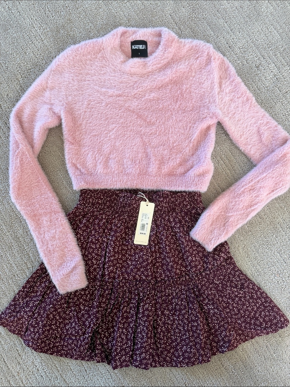 Katie J NYC Soft Fur Crop Sweater and Copper Key Skirt Sz S/M-8